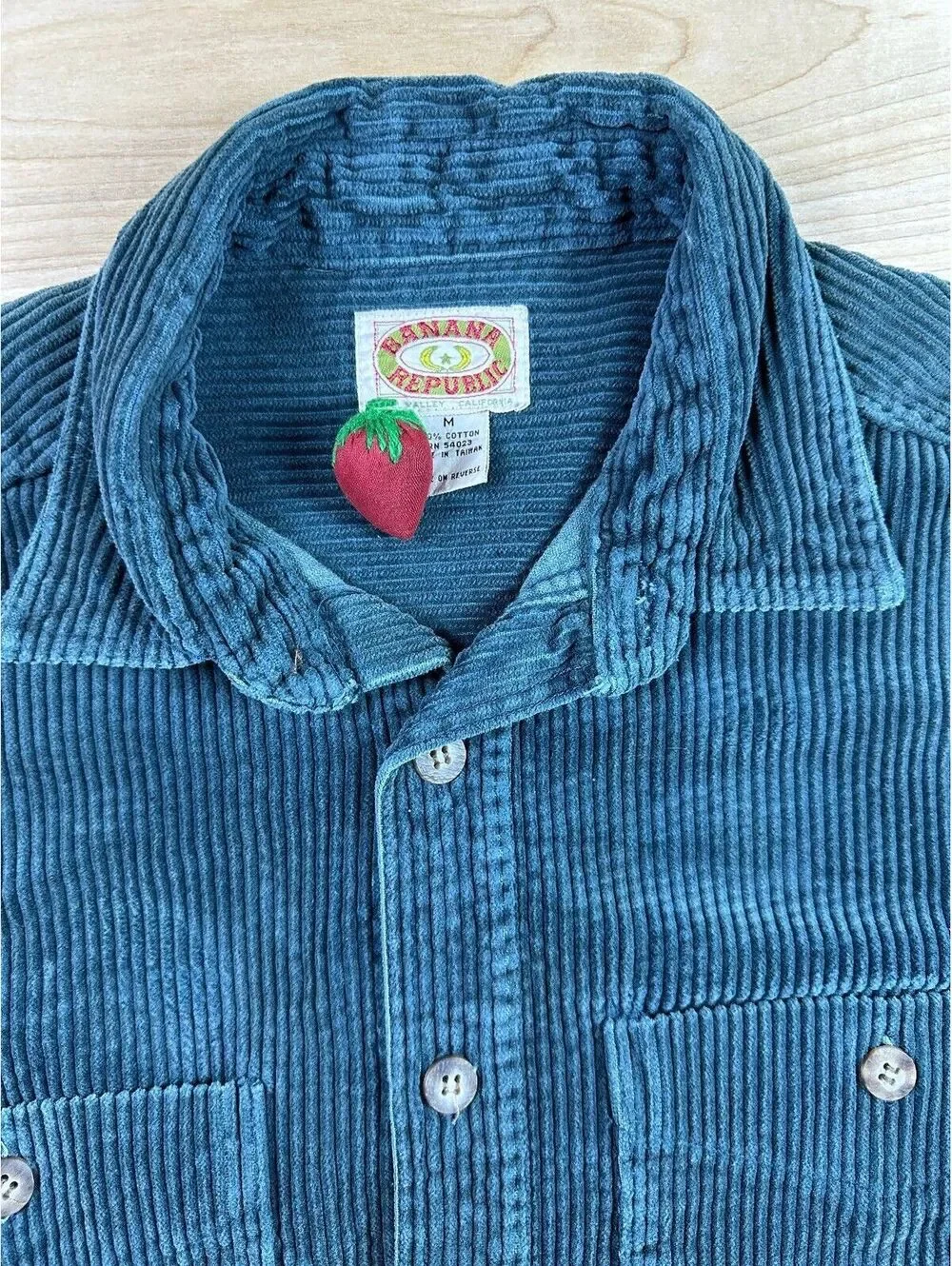 Vintage 80s Banana Republic wale corduroy button up shirt thick elbow patches
